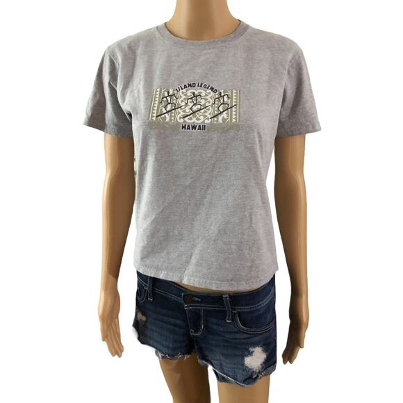 Island Legend (M) Gray Hawaii Surfing T-Shirt Crew Neck Short Sleeve - Picture 1 of 3